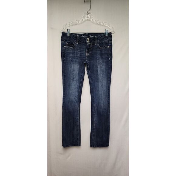 AE American Eagle Blue Artist Low Rise Stretch Bootcut Denim Jeans Size 4R - Picture 2 of 7